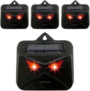 4 Packs Solar Powered Nocturnal Animals Repeller, Skunk Repeller, Raccoon Repeller, Deer Repeller, Nocturnal Animals Solar Predator Control Light Coyote Deterrent Devices with Red LED Strobe Lights