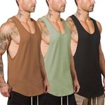 Muscle Killer 3 Pack Men's Muscle Gym Workout Stringer Tank Tops Bodybuilding Fitness T-Shirts (Black+Gray Green+ALOT,Large)