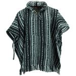 LOUDelephant 100% Woven Gheri Brushed Cotton Hooded Poncho - Black Diamond