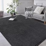 RTBQJ-AT Large Rugs for Living Room 200x300 cm Microfiber Fluffy Dark Grey Rug Living Room, Washable Carpet Area Rugs for Bedroom Solid Color Design Extra Large Rug