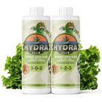 HydraGrow A & B Hydroponic Nutrients - Grow Big Vegetables & Boost Vegetative Growth in All Plants - 2 Part Grow Base Liquid Plant Food for Indoor & Outdoor Gardens - 8oz Sample Set NPK 3-0-2 & 1-2-3