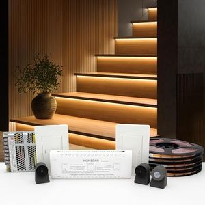 KOMIGAN KMG-3233 Motion-Activated LED Stair Lighting Kit, 48" Long Cuttable Strip Light for Indoor LED Stair Lights (Warm White 3000K, 22 Steps)