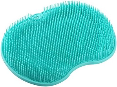 Extra Large Shower Foot Cleaner Scrubber Massager with Non-Slip Suction Cups and Softer Bristles Design, to Increase Circulation, Exfoliation, with Adhesive Hook (11.8 x 9.5 Inches) (Green)