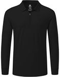 MoFiz Men's Long Sleeve Golf Polo Shirts Zip Up Golf Pullover Sport Tops Quick Dry Fishing Hiking Shirt Lightweight Casual Work Shirt Black M