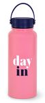 Kate Spade New York Large Insulated Stainless Steel Water Bottle, 33 Ounce Pink Metal Water Bottle, Double Wall Travel Tumbler with Lid, Day in Day Out