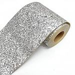 DHHOUSE Silver Chunky Glitter Wallpaper Border,Peel and Stick Sliver Glitter Wall Border (13cm x 5 Meters, Sliver)