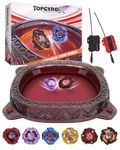 BGOVTAPO X Stadium Battle Set - Starter Kit with 6 Spinning Tops, 2 Launchers & 1 Stadium Arena, Great Value Complete Gift for Kids Ages 6