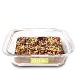 Allo Borosilicate Square Glass Baking Dish, Baking Tray, Oven and Microwave Safe, 900ml, Transparent