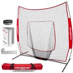 PowerNet Baseball Softball Practice Net 7x7 with Baseball Accessories for Practice Pitching, Batting & Fielding, Ball Caddy, Weighted Baseballs, Tee