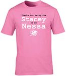 Hippowarehouse Thanks for being The stacey to my nessa unisex short sleeve t-shirt (Specific size guide in description) Pink