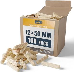 ALBO Wooden Dowel Pins 12mm x 50mm Fluted Wood Dowels Rods 100 Pack Hardwood Crafts Dowel Pegs