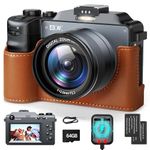 CAMWORLD 4K Digital Camera 64MP Autofocus Point and Shoot Digital Cameras with 64GB Card & 2 Batteries, 18X Zoom with Flash 3'' Screen Travel Vlogging Camera, YouTube 4K Camera with Camera Case