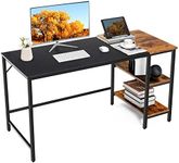 Giantex 140 CM Computer Desk, Large Home Office Desk with 2-Tier Storage Shelves, Modern Laptop PC Desk with Heavy-Duty Steel Frame, Multipurpose Writing Desk Study Desk (Black)