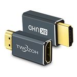 Twozoh 8K HDMI Extension Adapter (2-Pack), HDMI 2.1 Male to Female Connector Extender Support 8K@60Hz, 4K@144Hz, 2K@240Hz