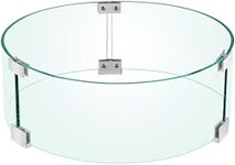 VEVOR Fire Pit Wind Guard, 17 x 17 x 6 Inch Glass Flame Guard, Round Glass Shield, 1/4-Inch Thick Fire Table, Clear Tempered Glass Flame Guard, Aluminum Alloy Feet for Propane, Gas, Outdoor