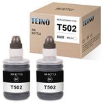 TEINO Compatible Ink Bottle Replacement for Epson 502 T502 use with Epson EcoTank ET-3760 ET-2760 Expression ET-2700 ET-2750 Workforce ET-4750 ET-3750 ST-2000 ST-3000 ST-4000 ET-7700 (Black, 2-Pack)