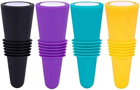 P-Plus International Wine Stoppers for Wine Bottles,FEIPUKER Colorful Silicone + Stainless Steel Wine Stopper,Wine Outlet Cap, Bottle Cover, Beverage Bottle Stoppers (Set of 4)