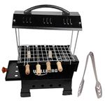 Wellberg Camping Barbecue Grill, Tandoor, Toaster, Roaster/Fully Electric & Charcoal/Compact & Portable, Large Size, Silver Electric Grill