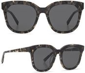 DIFF Gia Designer Oversized Square Sunglasses for Women UV400 Protection, Espresso Tortoise + Grey