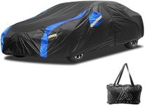 AMBARI Car Cover Waterproof All Weather Outdoor Car Cover Sun Protection Full Exterior Covers, Universal Fit Car Cover for SUV and Sedan 190T Taffeta (Black and Blue, Size A1), SLL-101