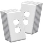 BESTTEN 10 Pack 1-Gang Oversized Duplex Wall Plate, Unbreakable Polycarbonate Jumbo Receptacle Outlet Cover, cETL Listed Single Over-Size Light Switch Cover, White