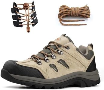 CC-Los Men's Hiking Shoes Waterproof | Suede Leather Lace-Free Lightweight Breathable Trekking Outdoor Work Shoe | Tan Size 6.5