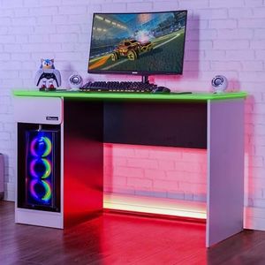 X Rocker - Mesa de Juego Carbon-tek con Carga inalámbrica y Luces LED Blanco