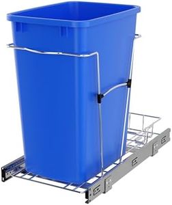 Rev-A-Shelf Pullout Trash Can for Under Kitchen Cabinets 35 Qt 12 Gallon Garbage Waste Recyling Bin with Full Extension Slides, Blue, RV-12KD-22C-S