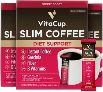 VitaCup Slim Instant Coffee Packets, with Garcinia, Fiber, B Vitamins, Skinny Coffee, Bold & Smooth, Medium Dark Roast, 100% Arabica Coffee in Single Serve Sticks, 72 Ct