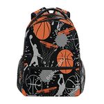 AUUXVA Sport Man Basketball School Backpack for Girls Boys Kids Laptop Backpack Travel Camping Daypack, Basketball, Medium, Daypack Backpacks