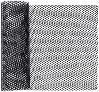 AcbbMNS 33x100cm Black Aluminum Alloy Car Grille Mesh Sheet 3x6mm Rhombic-Grid Hole, Automotive Grille Insert Vehicle Bumper Vent Rhombic Grille Net