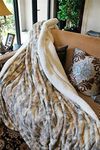 Tache Home Fashion Faux Fur Sherpa Throw Blanket, 90x90, Beige, Multi