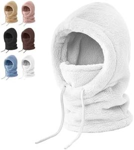3 in 1 Hat for Women, 2026 New Women Balaclava Winter, Cold Hat Windproof Hooded Scarf, Thick Plush-Lined (White)