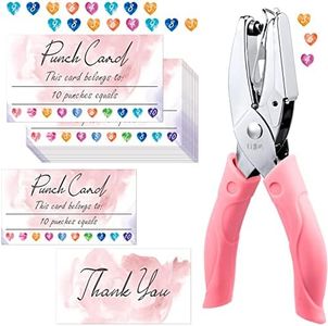 100 Pieces Watercolor Reward Punch Cards Loyalty Cards Incentive Cards and 1 Heart Shaped Metal Single Handheld Puncher for Business Home Classroom School Teacher Party Decor