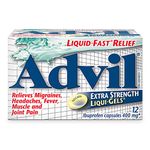 Advil Extra Strength Ibuprofen Pain Relief Liquid-Gels, Fast Acting Pain Relief for Migraine, Back, Neck, Joint, and Muscle Relief, 400mg (12 Count)