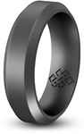 Knot Theory Dark Silver Bevel Comfort Fit Silicone Ring for Men Women 6mm Size 7