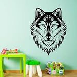 Large Vinyl Wall Decal Beautiful Wolf Head Wild Animal Face Decor Stickers Mural (g9663) Black