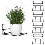 Livzing Hanging Flower Pot Holder-Wall Hanging Planters For Balcony Living Room Outdoor Indoor Plants-Metal Railing Planters-Powder Coated Railing Hanging Shelf-Set Of 4,Black,Hanging Shelves