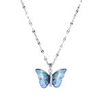 Salty Vibrant Blue Winged Butterfly Beauty Pendant Necklace for Women & Girls | Neck Chain | Locket | Fancy & Stylish | Modern Design | Birthday & Special Occassion Gift | Aesthetic Jewellery | Accessories for Everyday Wear