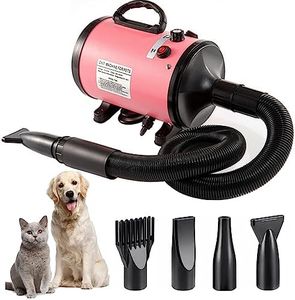 Memows Pulseur Chien 2800W Professionnel Souffleur Chien Séchoir Sèche-Poils Toilettage Sèche-Cheveux pour Chien Sèche-Cheveux pour Animaux Vitesse Continue et température réglable avec 4 Buses (Rose)