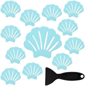 Secopad 12PCS Original Bathtub Stickers Non-Slip, River-Mussel Safety Shower Treads Adhesive Appliques with Premium Scraper