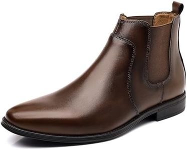 Holy dove Mens Brown Chelsea Dress Boots, Slip-On Ankle Boots, Genuine Leather Casual Boots for Men, Size 13