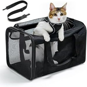 Conlun Cat Carrier Bag,Soft-Sided Pet Carriers for Dogs with 4-Sided Mesh,Airline Approved Cat Transport Carrier for Small&Medium Cats Kitten Puppy Up to 6Kg,Collapsible Cat Travel Carrier-M,Black
