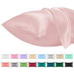 Lirex 2 Pack Satin Pillow Cases - Softer Than Silk Pillowcase for Hair & Skin, Standard Size with Envelope Closure, Cooling Pillow case (Light Pink, 50x75cm)