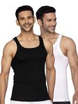 XYXX Men's Solid Regular (XY_CR11_Vest_02_Black Knight+Polar White L)