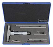 Accusize Industrial Tools 0-6'' Range x 4'' Base Depth Micrometer, 0.001'' Resolution, Including 6 Rods, 2025-4201