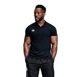 Canterbury Men's Waimak Cotton Polo Shirt | Rugby Shirt | Casual Top For Long Lasting Comfort, Black, L