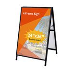 24 x 36 Inch A Frame Sign Double-Sided Folding Sandwich Board Heavy Duty Slide-in Sidewalk Signboard for Outdoor Street Advertising Poster