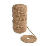 EMNIMQ 5mm Jute Twine,50M/164 Feet Strong Jute Rope,Twisted Thick Jute Twine String,for Wall Paintings,Chandeliers,DIY Cat Scratcher,Staircase Handrails,Artistic Wall Hanging Ropes, Handicrafts Cord