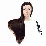 OSEN Synthetic Hair 30 Inches Cosmetology Mannequin Head Hairdressing Training Head Manikin Doll Head with Clamp Brown